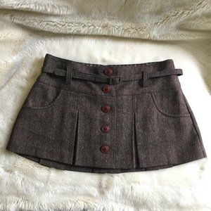 Guess Pleated Wool look Mini Skirt with Belt